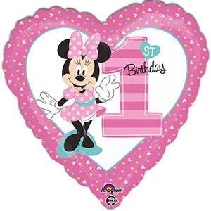 Balon Inima Minnie 1st Birthday - 43 cm