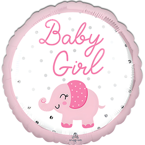 Balon rotund - Elefantel - Baby Girl - 43 cm