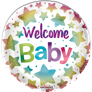Balon rotund -  Welcome Baby cu stelute - 45 cm