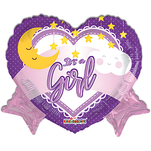 Balon inima - It's a Girl - Semi - Luna - 45 cm
