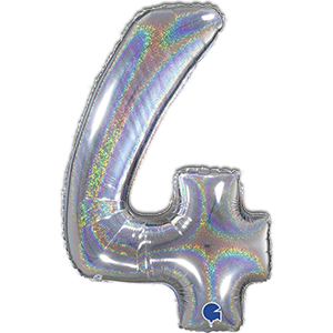 Cifra 4 - argintiu - holografic - 102 cm