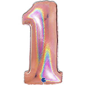 Cifra 1 - rose - gold - glitter - 102 cm