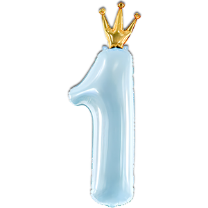 Cifra 1 cu coronita - bleu - 84 cm