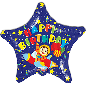 Balon Stea - Happy Birthday - Space - 45 cm
