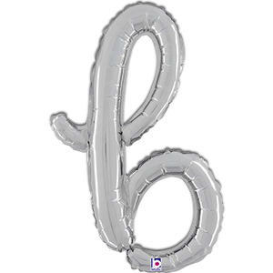 Litera B - de mana - cu aer -  argintiu - 35 cm