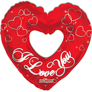Balon inima - I love you cu centru gol rosu - 91 cm