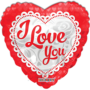 Balon inima - I love you rosu-alb - 45 cm