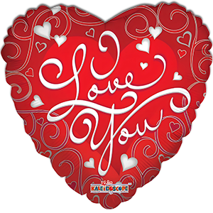 Balon inima - I love you rosu-argintiu - 45 cm