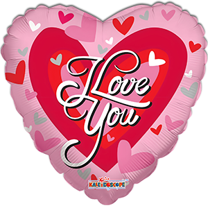 Balon inima - I love you rosu-roz - 45 cm