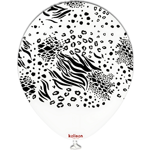 Balon latex - Safari mutant - White print black - 30 cm