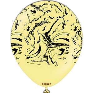 Balon latex - Space nebula - Macaron yellow print black - 30 cm