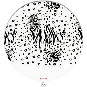 Balon latex - Safari mutant - White print black - 60 cm