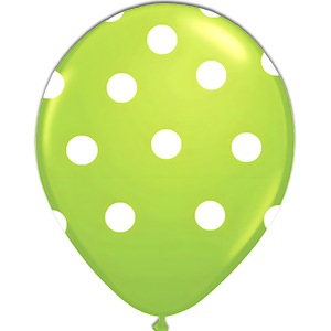 Balon latex - Verde deschis print buline alb - 26 cm