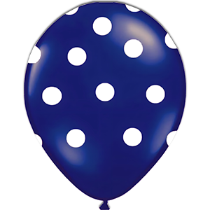 Balon latex - Bleumarin print buline alb - 26 cm