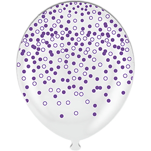 Balon latex - Transparent print confetti mov - 30 cm