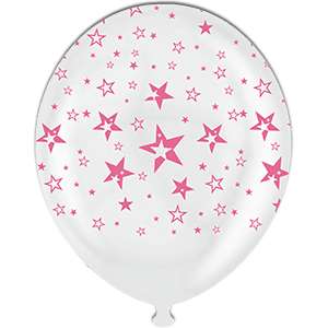 Balon latex - Transparent print stelute roz - 30 cm