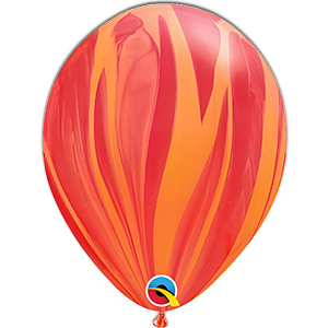 Balon latex - Marmorat rosu portocaliu - 28 cm