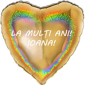 Balon inima - auriu holografic - 46 cm - text personalizat