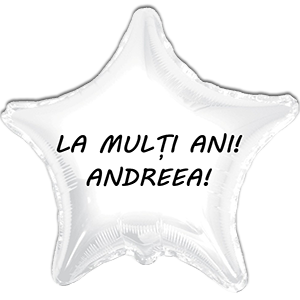 Balon stea - alb - 45 cm - text personalizat