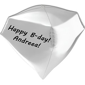 Diamant 4D - argintiu - 46 cm - text personalizat