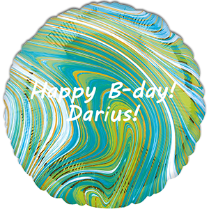 Balon rotund - marmorat albastru-verde - 45 cm - text personalizat