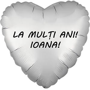 Balon inima - argintiu satin - 45 cm - text personalizat