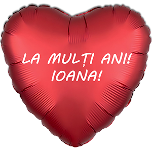 Balon inima - rosu satin - 45 cm - text personalizat