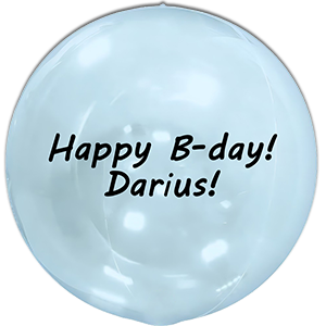 Sfera 4D Albastru Transparent - 38 cm - text personalizat