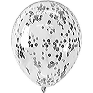 Baloane Latex Confetti Silver - 30 cm